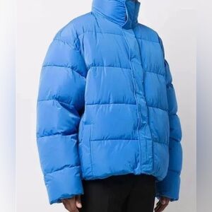 Balenciaga BB puffer jacket in blue.